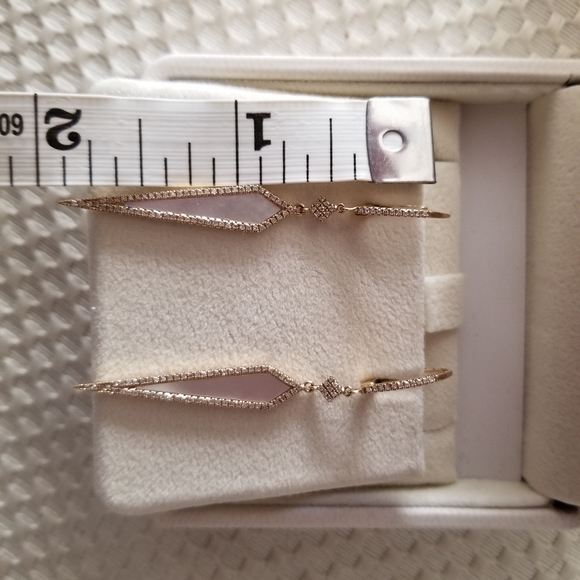 Mother of Pearl Dagger Earrings w/ Pave Diamonds - Picture 4 of 5